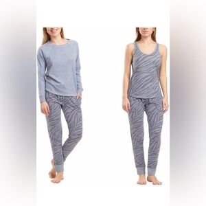 3 Piece Live Love Lounge Zebra Print Blue/Gray Lounge Set Size 3X